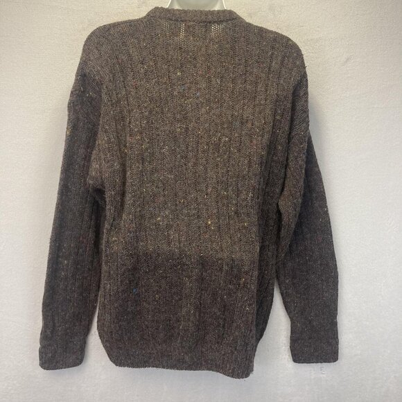 Vintage 90s Fisherman Knit Wool Blend Sweater Mens XL Brown Donegal Flecks Cable - Picture 13 of 15